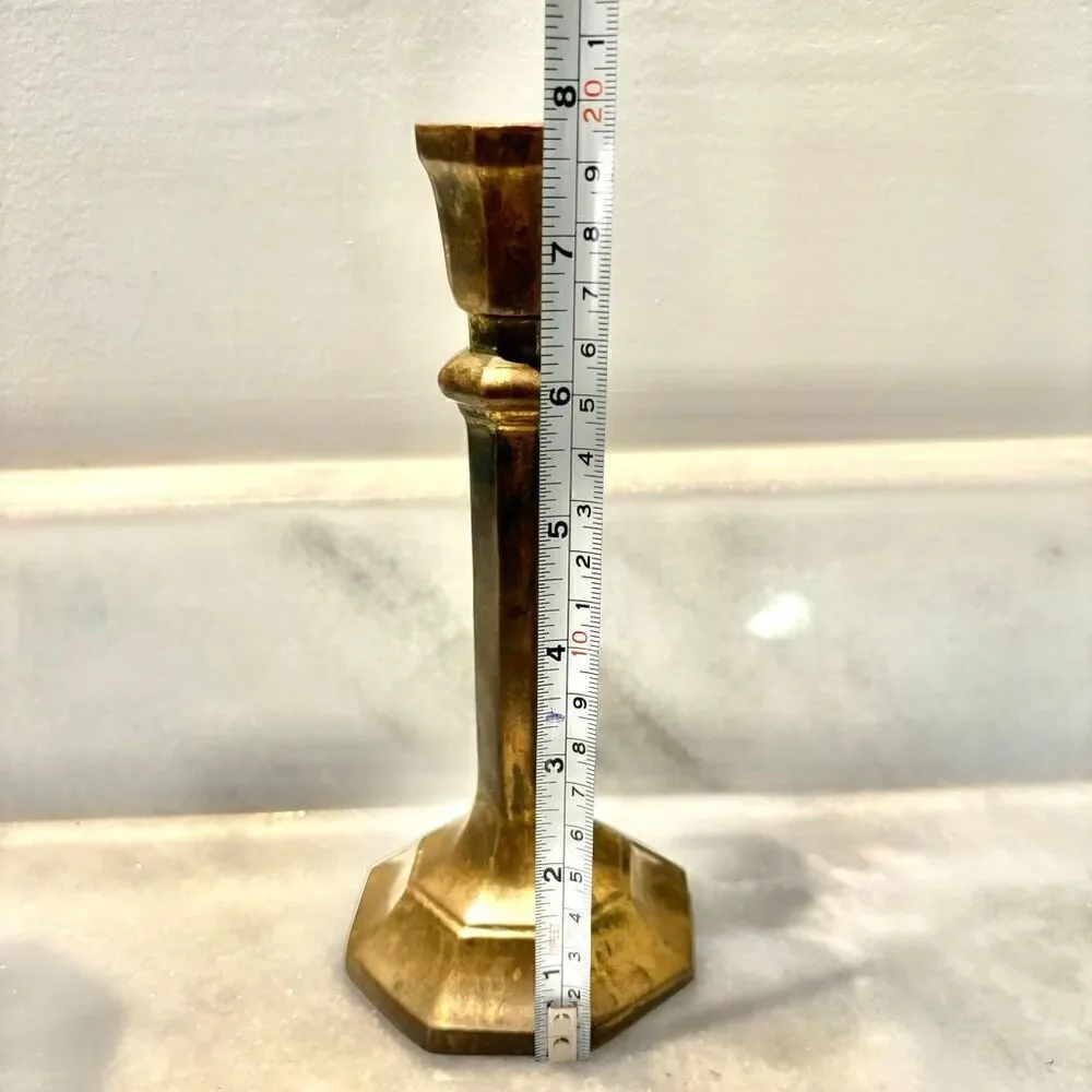 Antique Vintage Pair Of Brass Metal Victorian Candlestick Holders 7 3/4